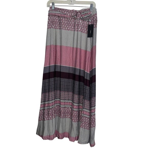 Robert Louis Womens Mid-Length Geometric Print Skirt With Belt L Polyester/Spand - Picture 1 of 7